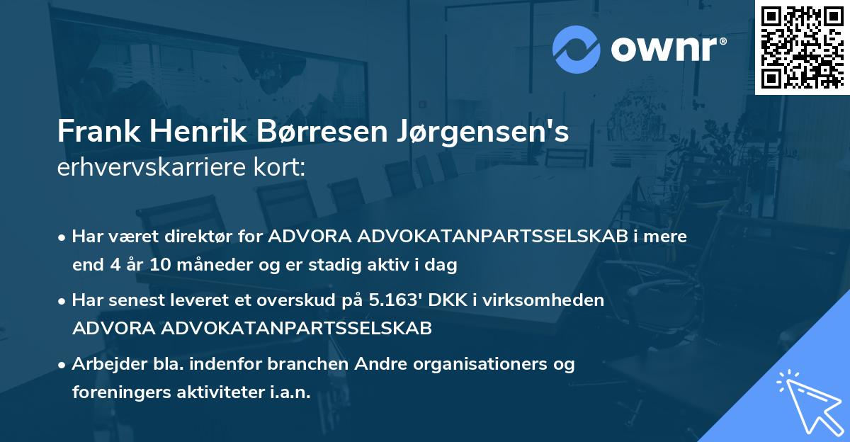 Frank Henrik Børresen Jørgensen's erhvervskarriere kort