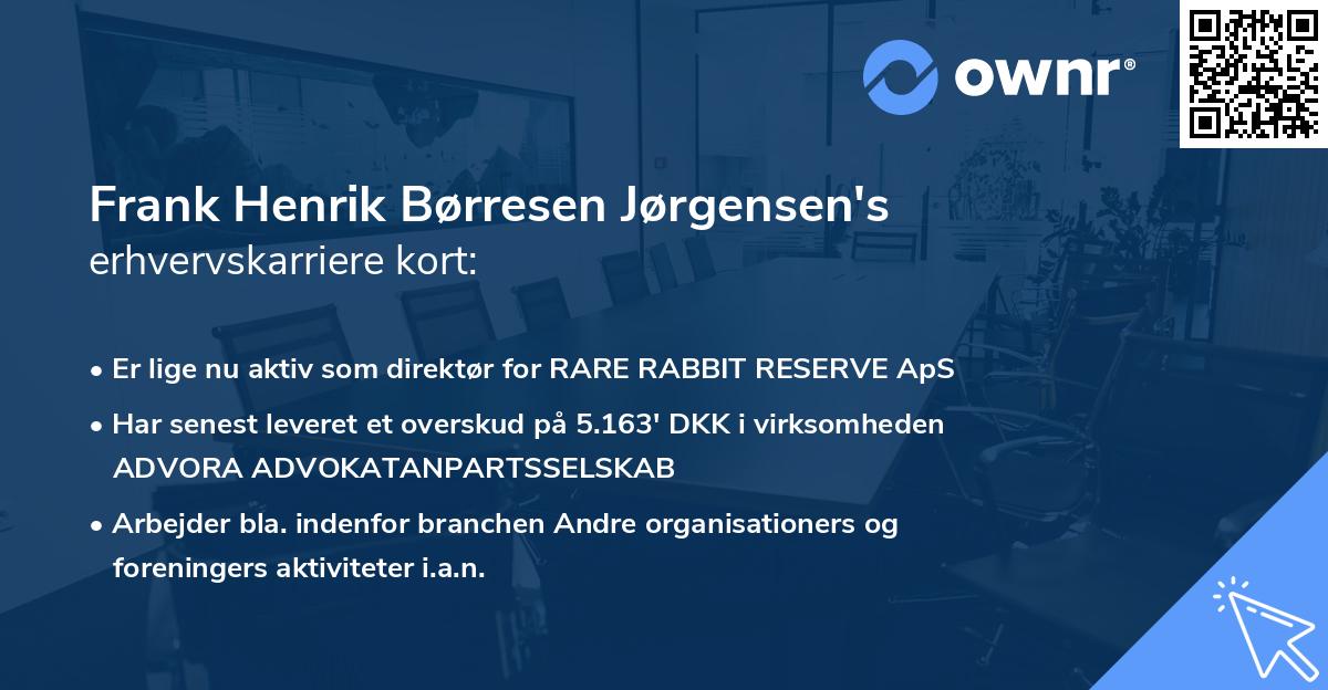 Frank Henrik Børresen Jørgensen's erhvervskarriere kort