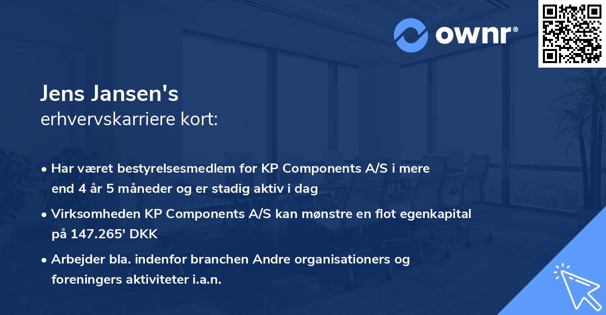 Jens Jansen's erhvervskarriere kort