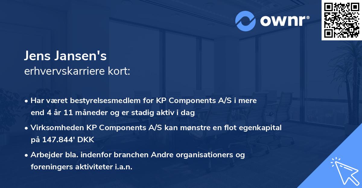 Jens Jansen's erhvervskarriere kort