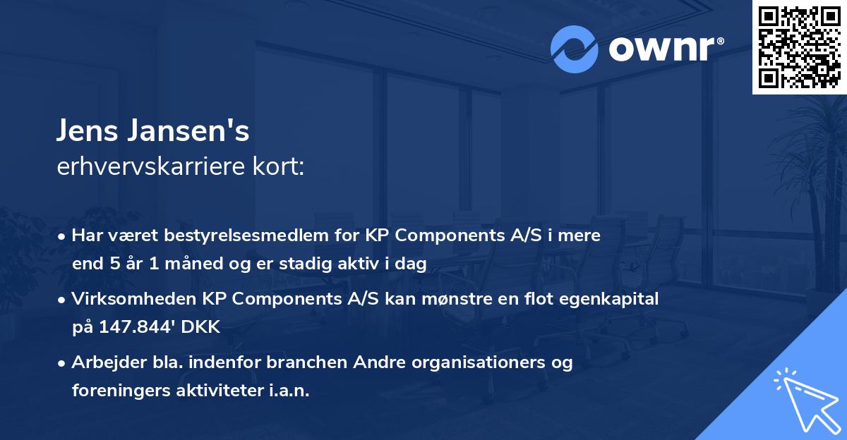 Jens Jansen's erhvervskarriere kort