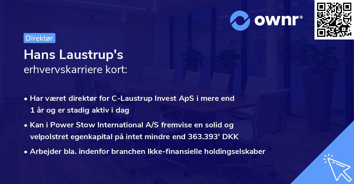 Hans Laustrup's erhvervskarriere kort