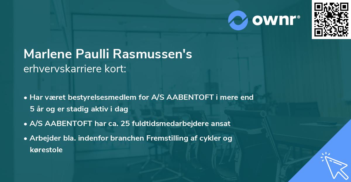 Marlene Paulli Rasmussen's erhvervskarriere kort