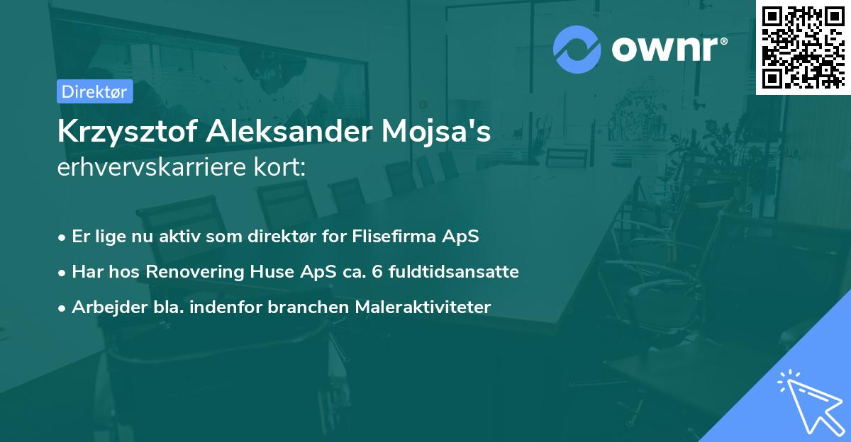 Krzysztof Aleksander Mojsa's erhvervskarriere kort