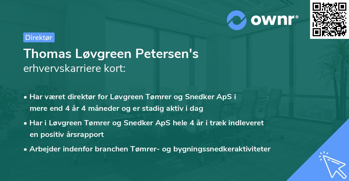Thomas Løvgreen Petersen's erhvervskarriere kort
