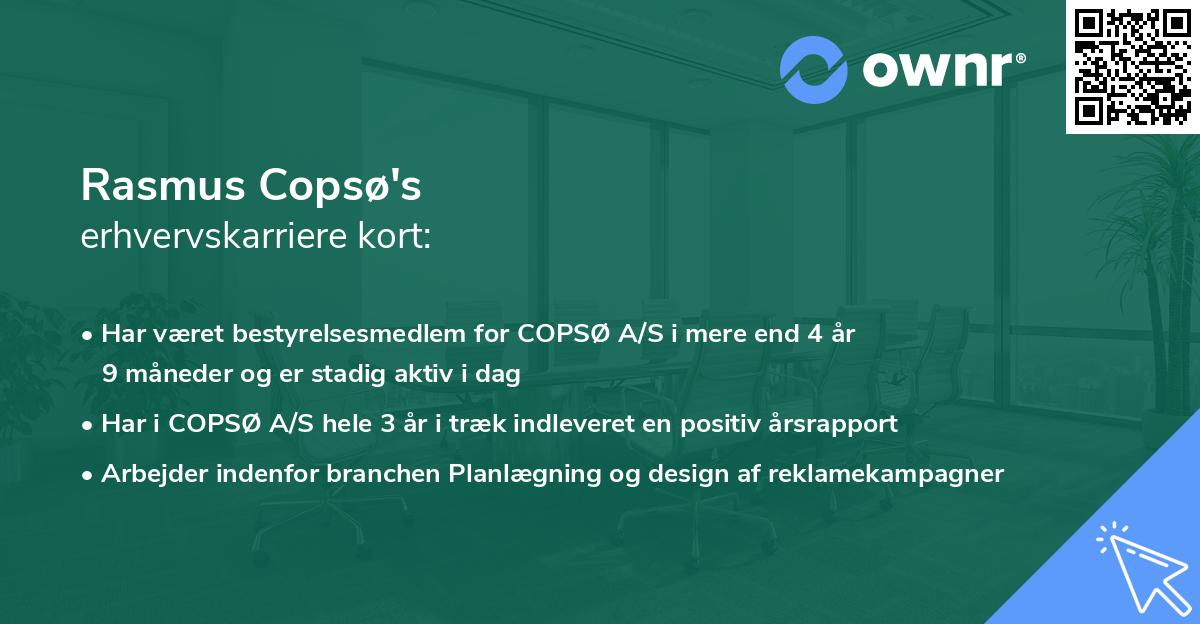 Rasmus Copsø's erhvervskarriere kort