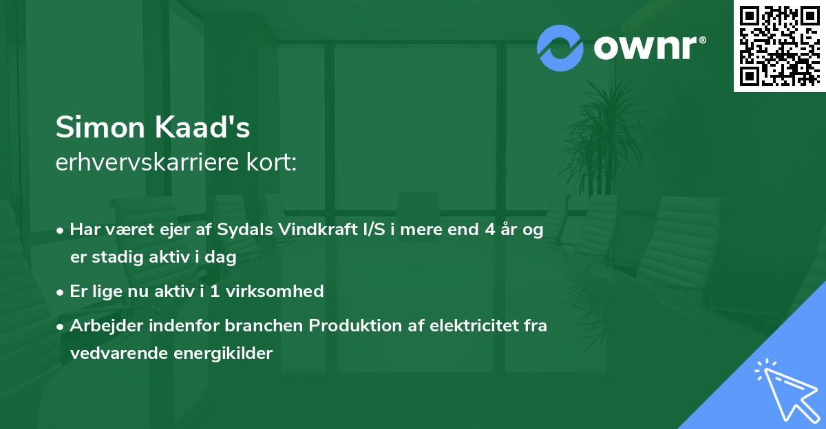 Simon Kaad's erhvervskarriere kort