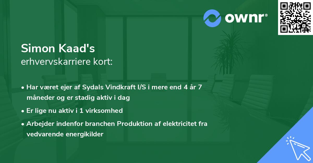 Simon Kaad's erhvervskarriere kort