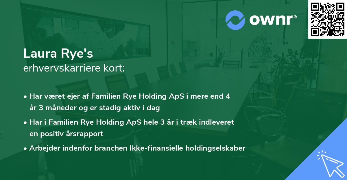 Laura Rye's erhvervskarriere kort