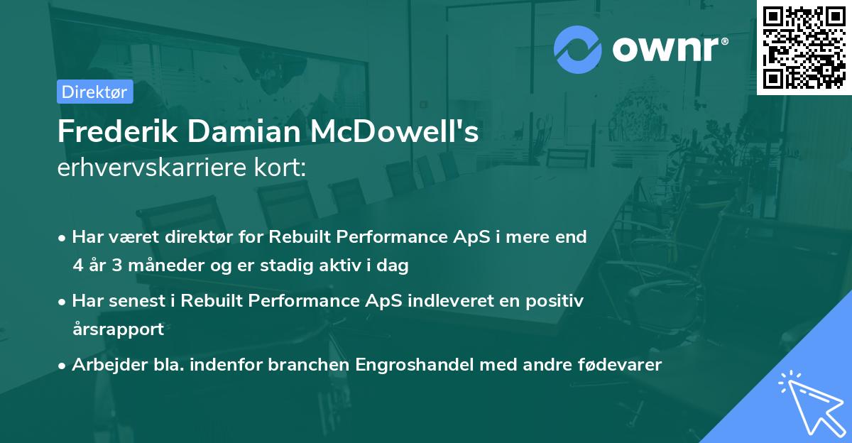Frederik Damian McDowell's erhvervskarriere kort