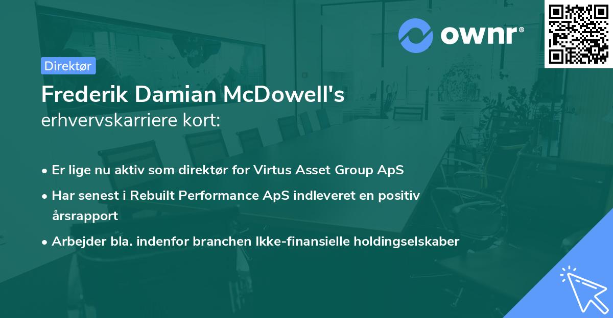 Frederik Damian McDowell's erhvervskarriere kort