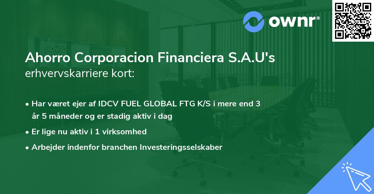 Ahorro Corporacion Financiera S.A.U's erhvervskarriere kort