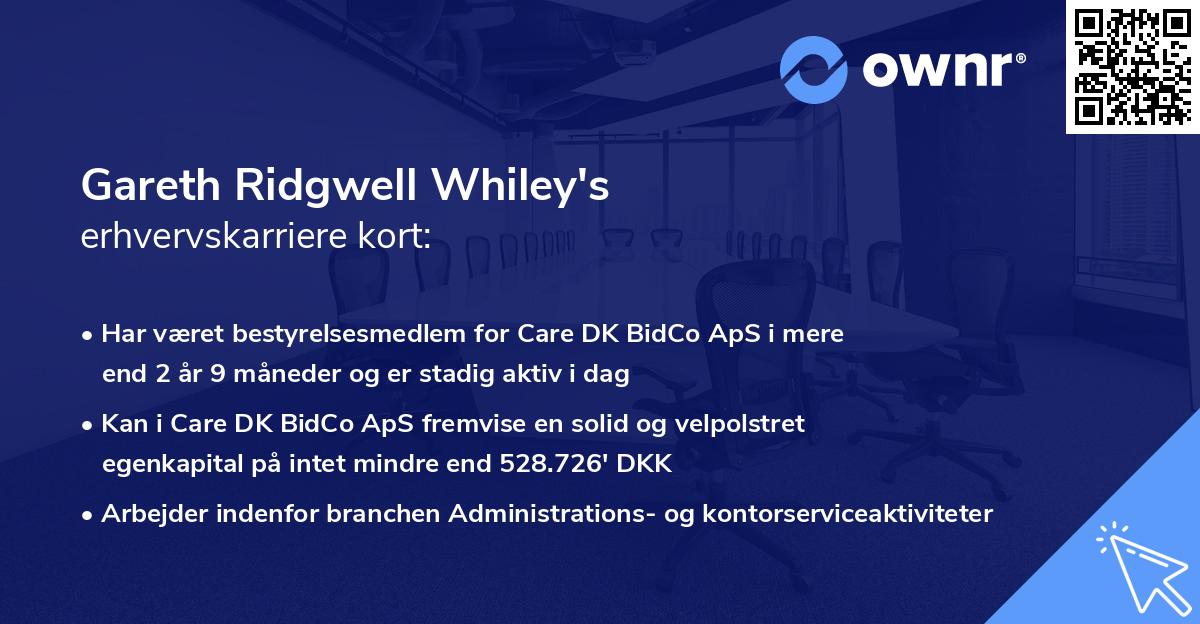 Gareth Ridgwell Whiley's erhvervskarriere kort