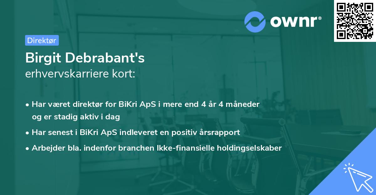 Birgit Debrabant's erhvervskarriere kort