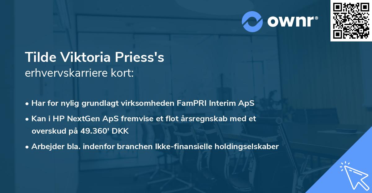 Tilde Viktoria Priess's erhvervskarriere kort