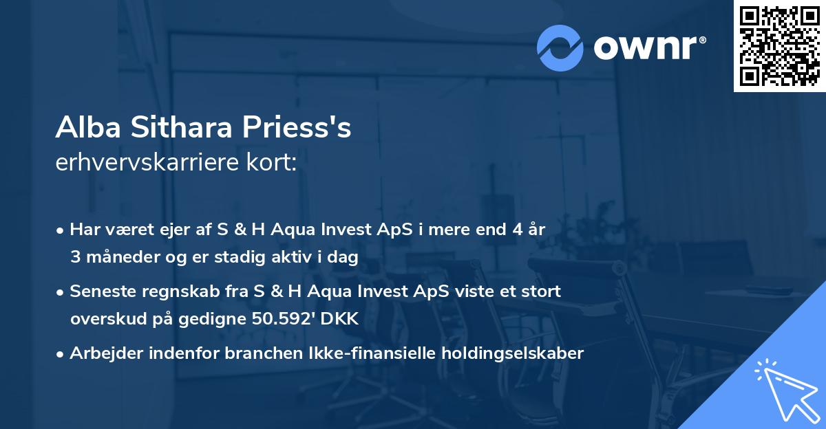 Alba Sithara Priess's erhvervskarriere kort