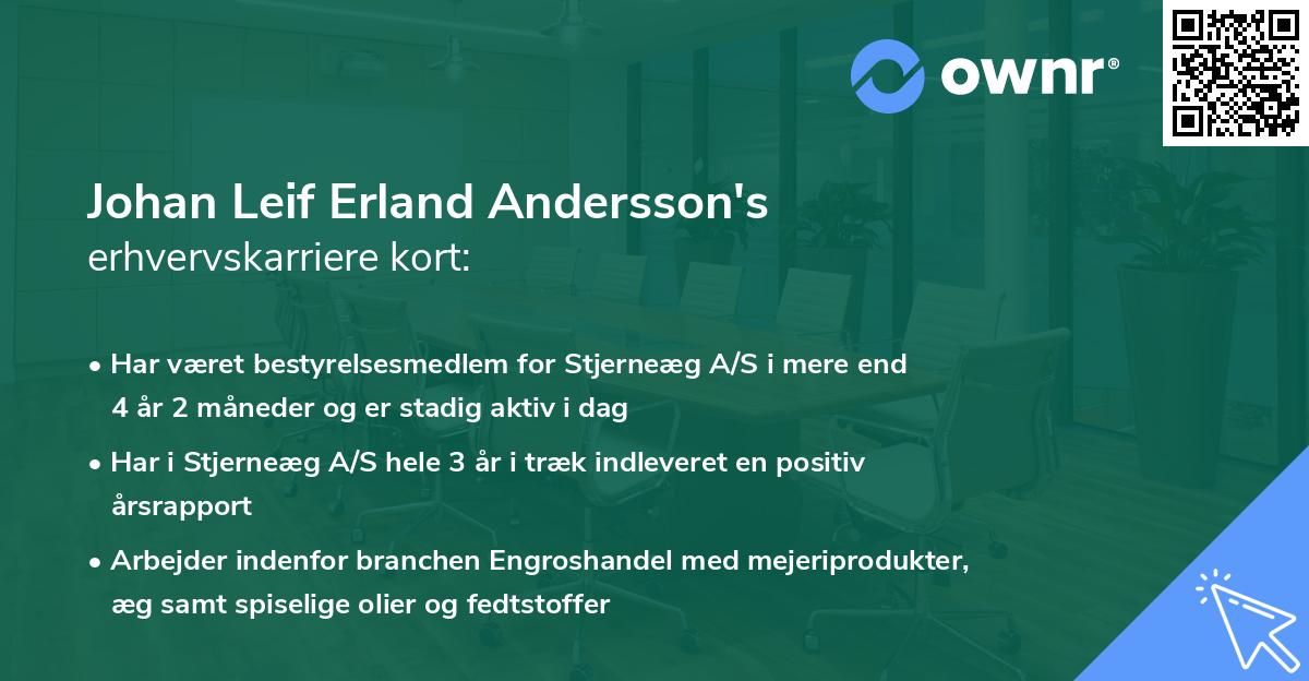 Johan Leif Erland Andersson's erhvervskarriere kort