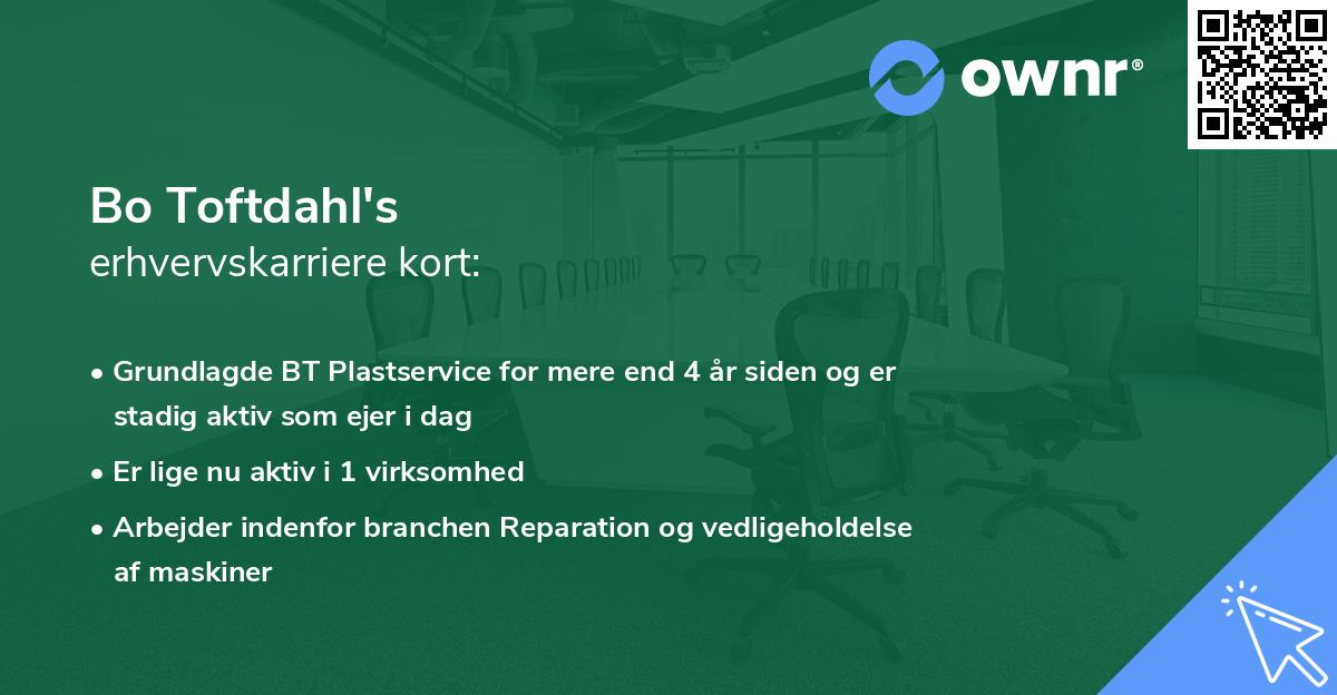 Bo Toftdahl's erhvervskarriere kort