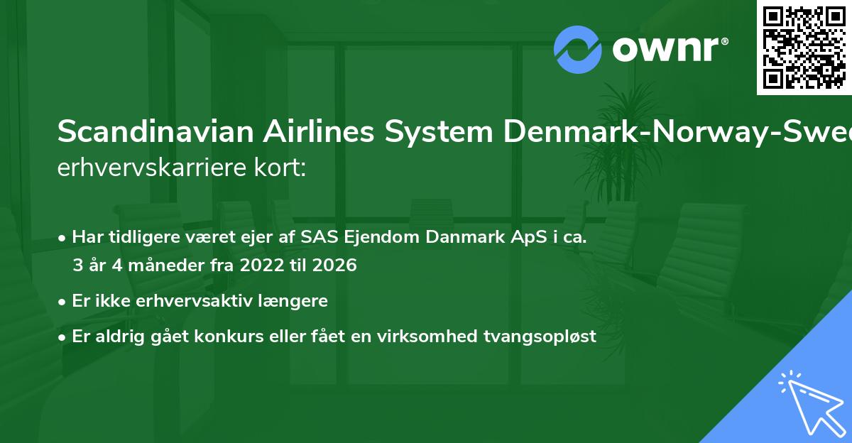 Scandinavian Airlines System Denmark-Norway-Sweden's erhvervskarriere kort