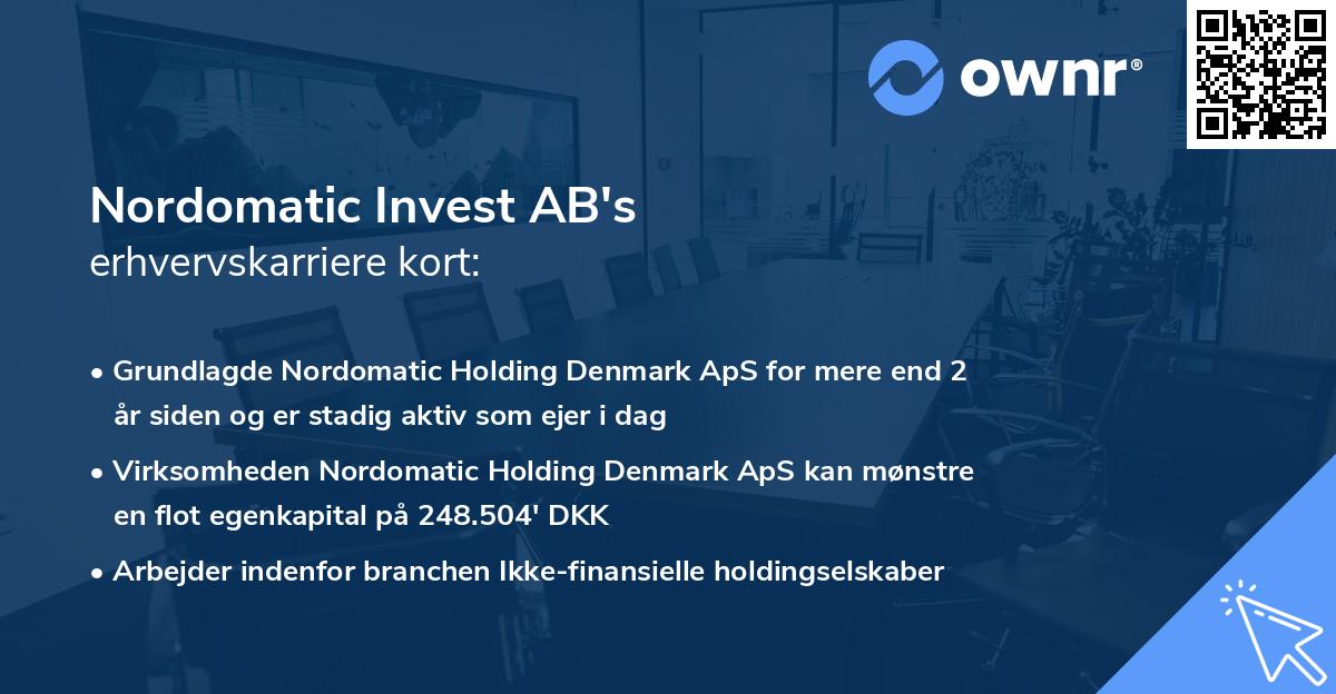 Nordomatic Invest AB's erhvervskarriere kort