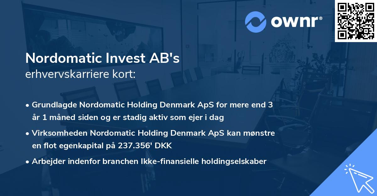 Nordomatic Invest AB's erhvervskarriere kort