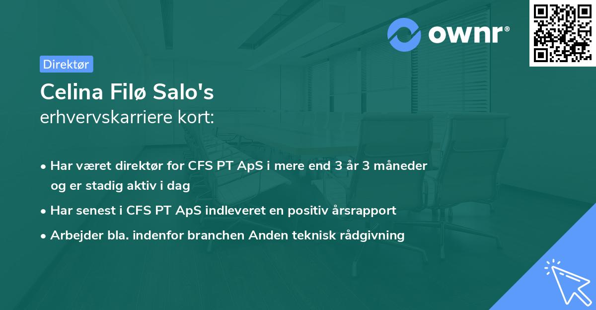 Celina Filø Salo's erhvervskarriere kort