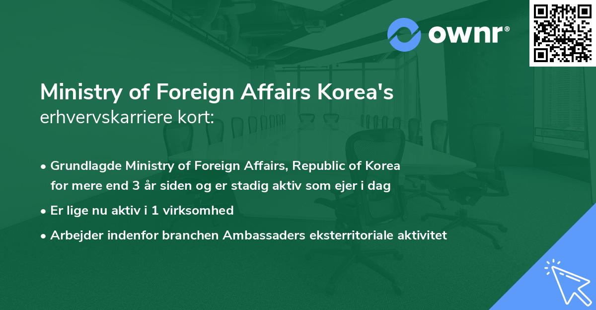 Ministry of Foreign Affairs Korea's erhvervskarriere kort