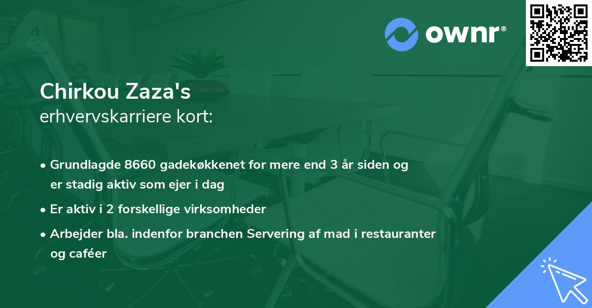 Chirkou Zaza's erhvervskarriere kort