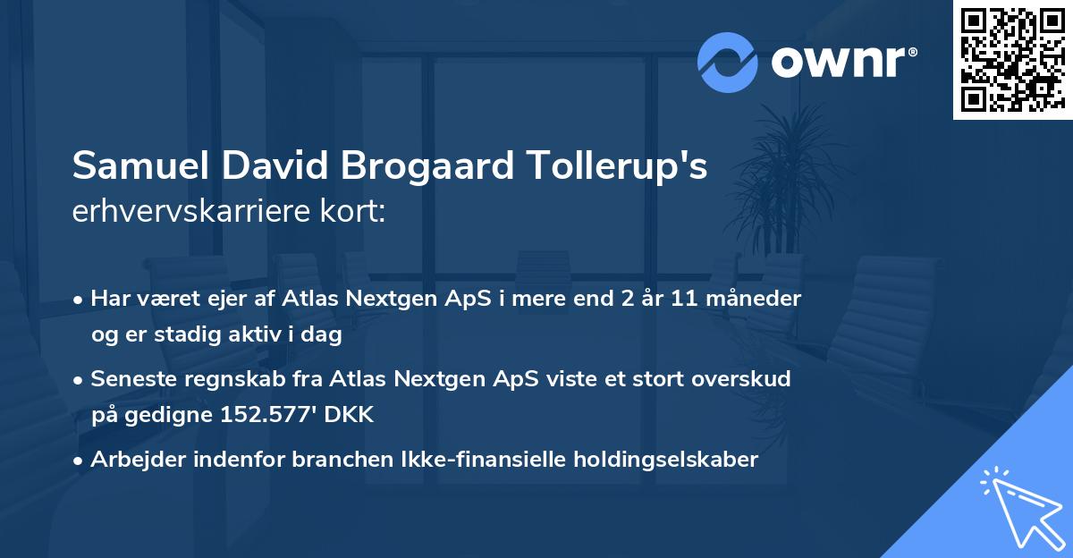 Samuel David Brogaard Tollerup's erhvervskarriere kort