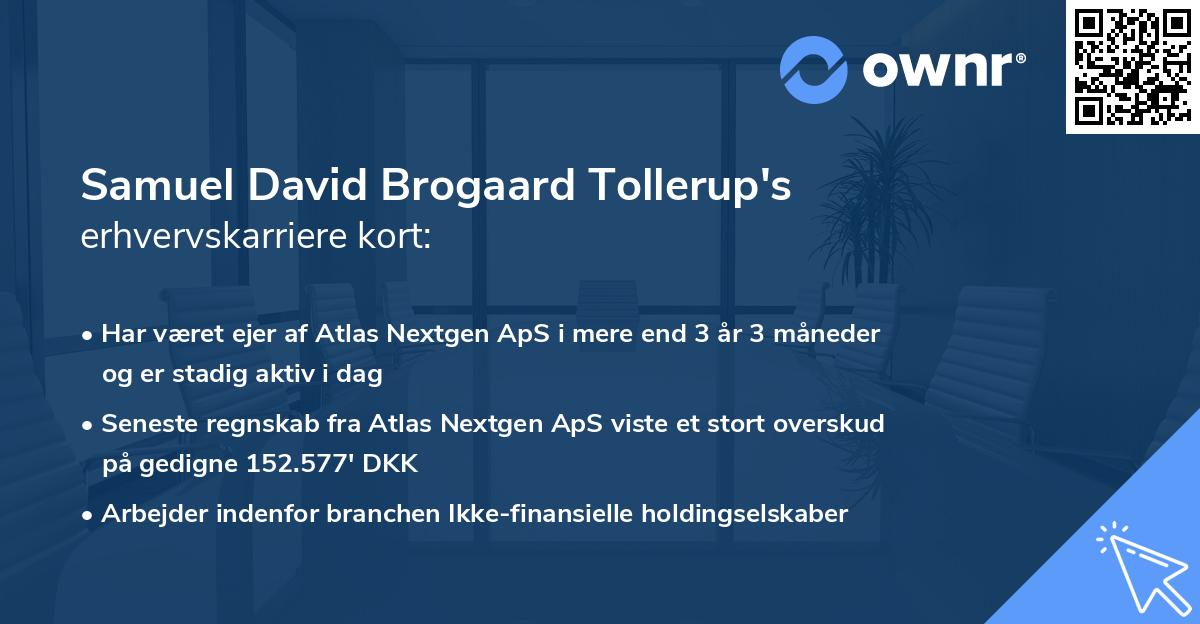 Samuel David Brogaard Tollerup's erhvervskarriere kort