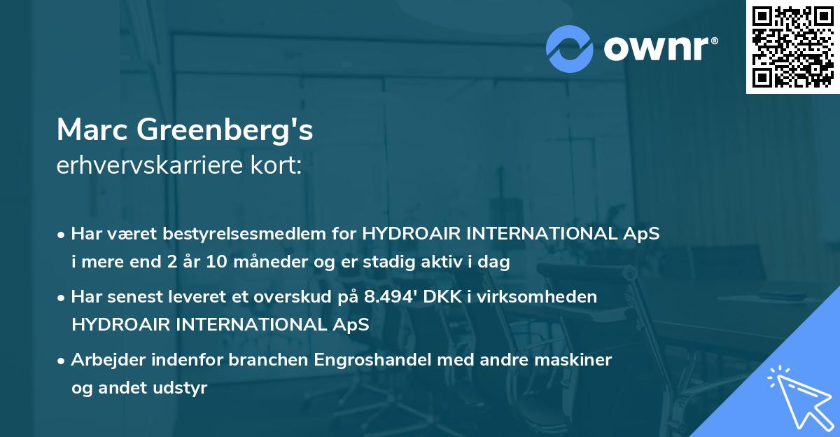 Marc Greenberg's erhvervskarriere kort