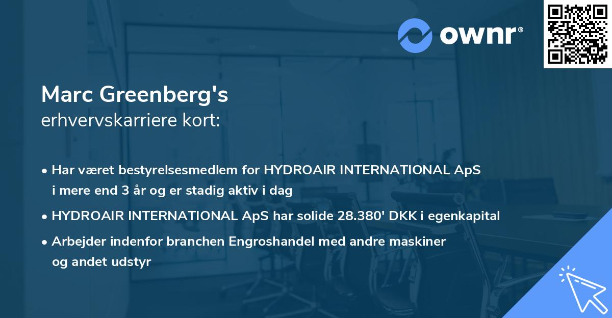 Marc Greenberg's erhvervskarriere kort