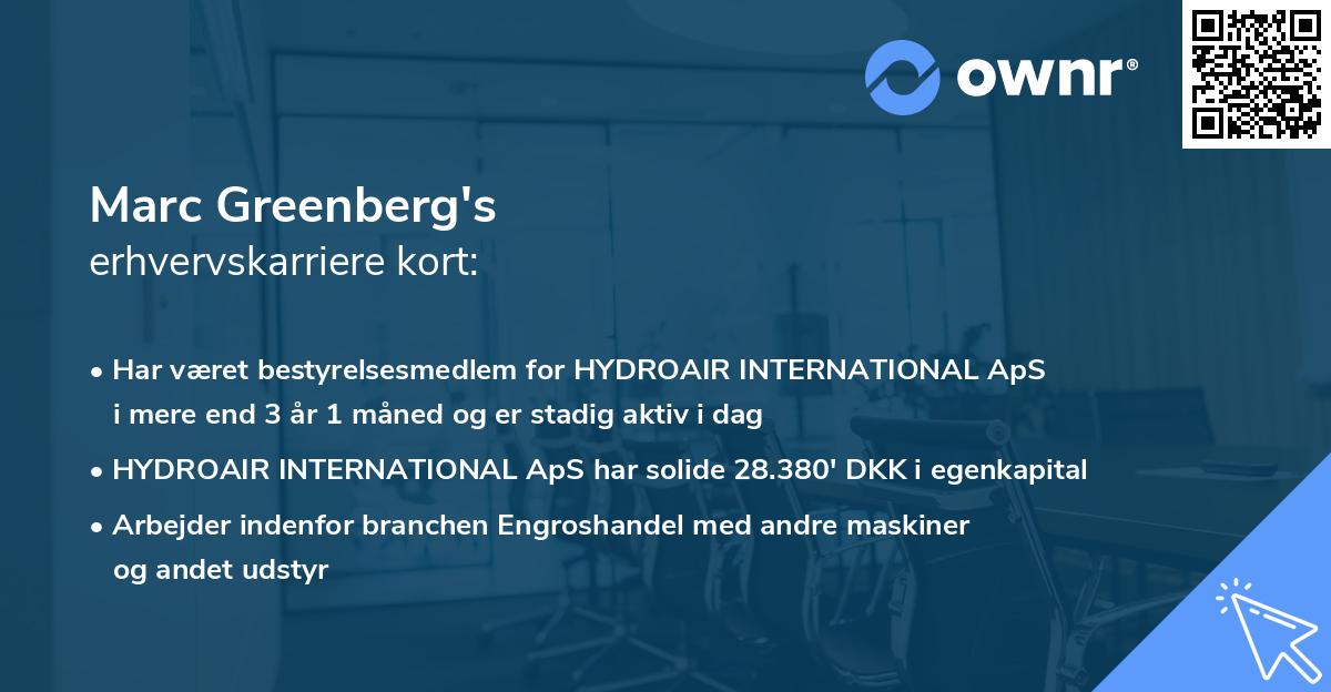 Marc Greenberg's erhvervskarriere kort