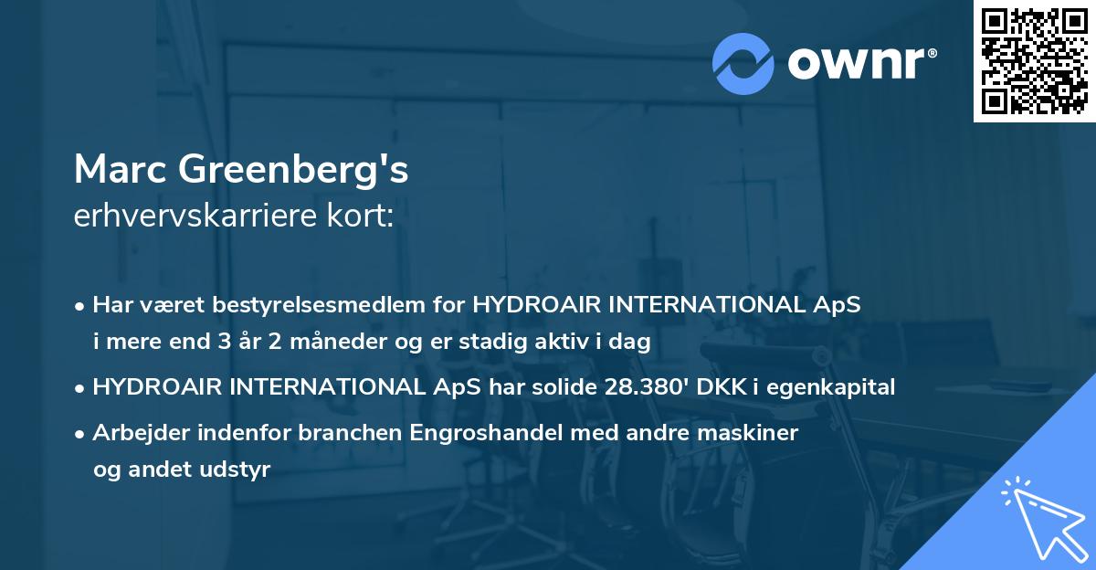 Marc Greenberg's erhvervskarriere kort