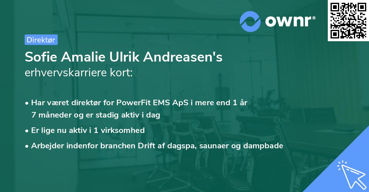 Sofie Amalie Ulrik Andreasen's erhvervskarriere kort
