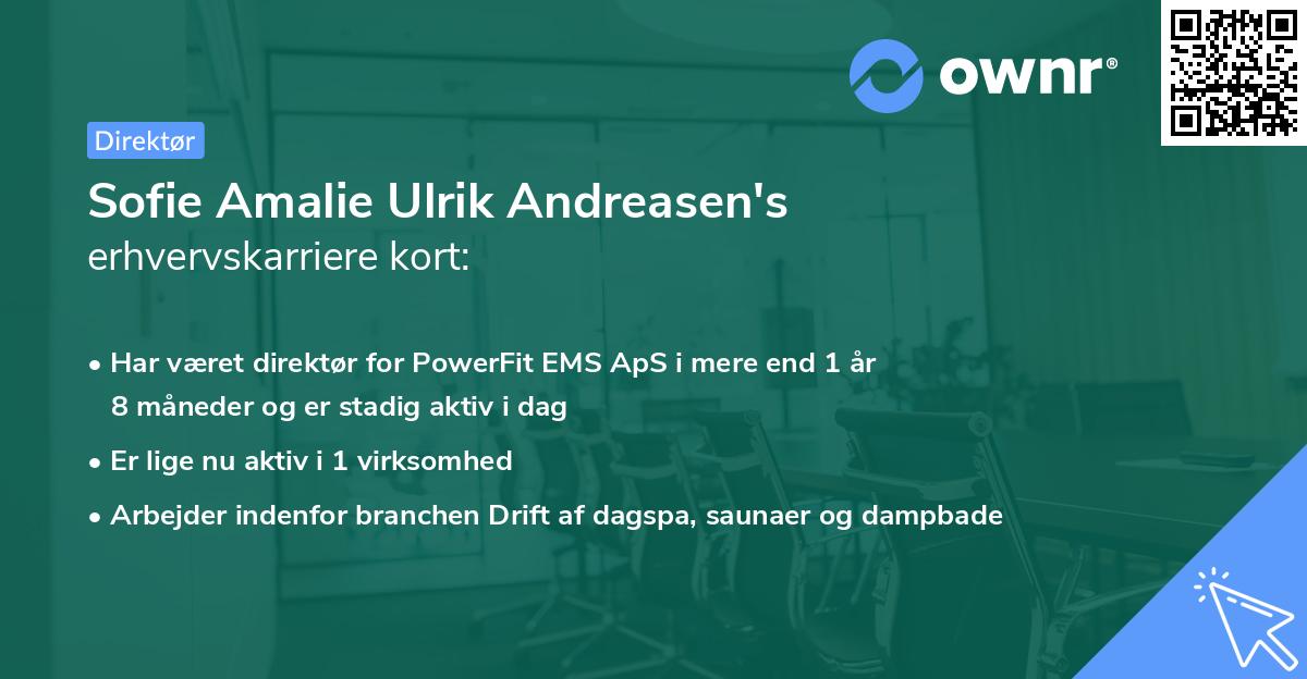 Sofie Amalie Ulrik Andreasen's erhvervskarriere kort