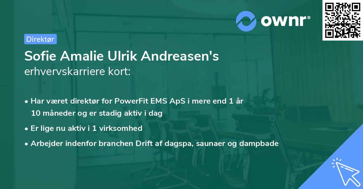 Sofie Amalie Ulrik Andreasen's erhvervskarriere kort