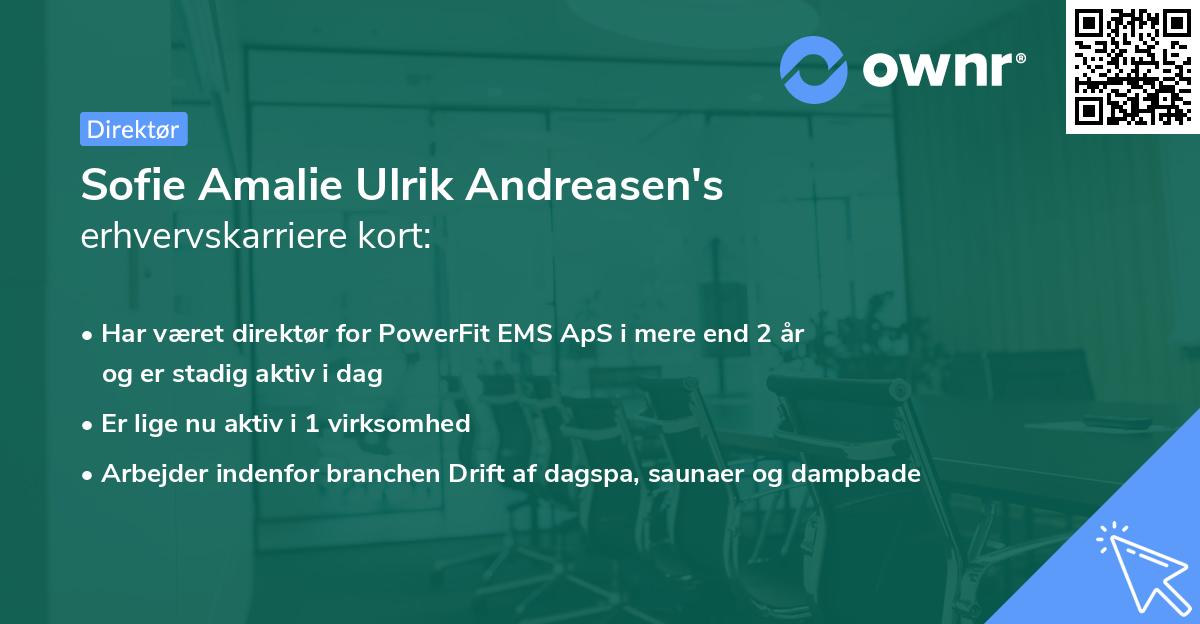 Sofie Amalie Ulrik Andreasen's erhvervskarriere kort