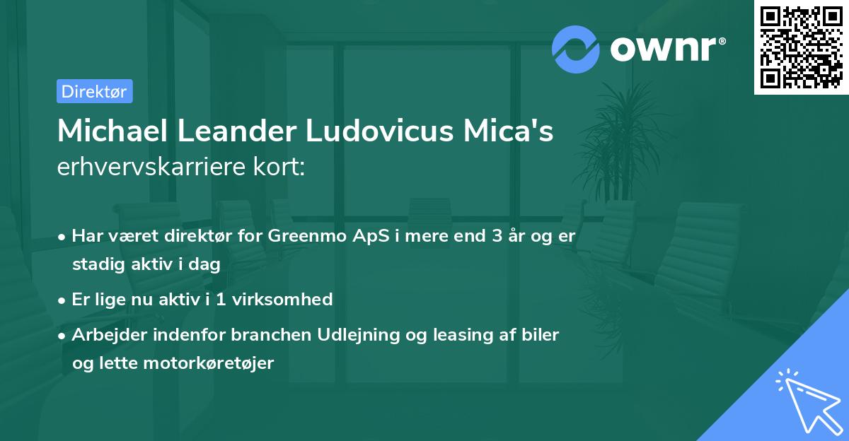 Michael Leander Ludovicus Mica's erhvervskarriere kort