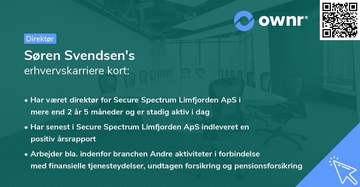 Søren Svendsen's erhvervskarriere kort