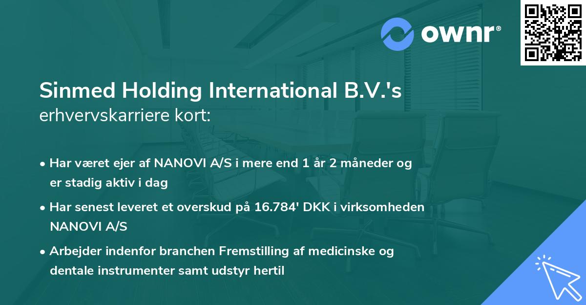 Sinmed Holding International B.V.'s erhvervskarriere kort