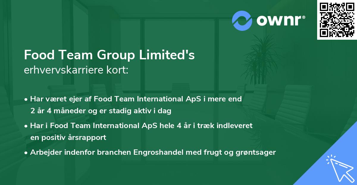 Food Team Group Limited's erhvervskarriere kort