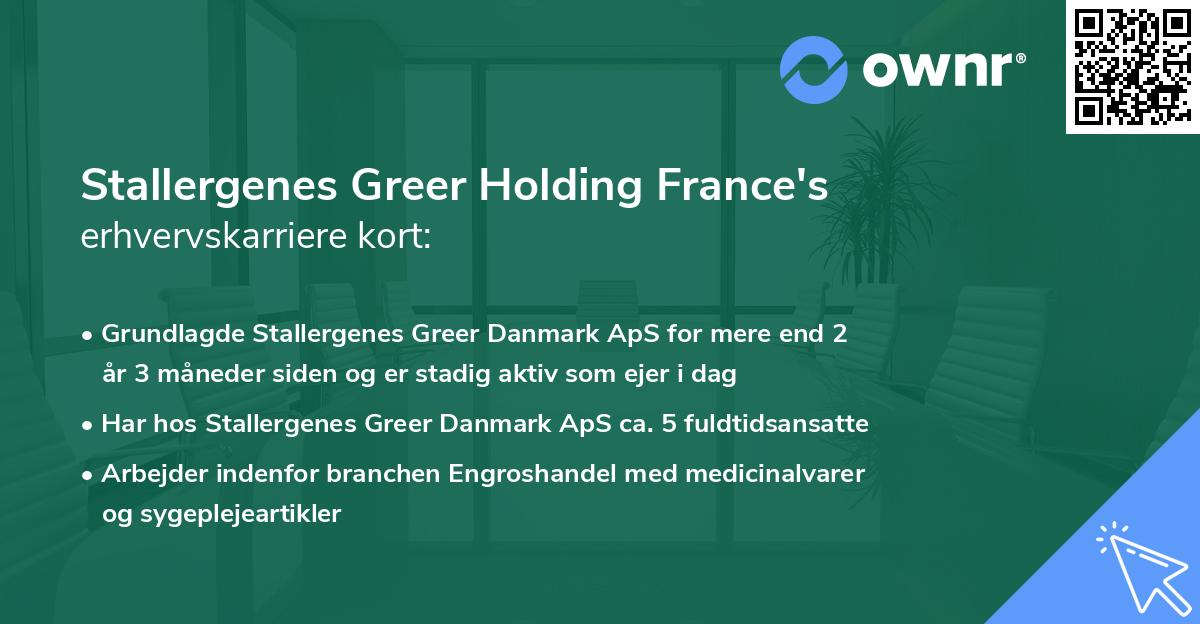 Stallergenes Greer Holding France's erhvervskarriere kort