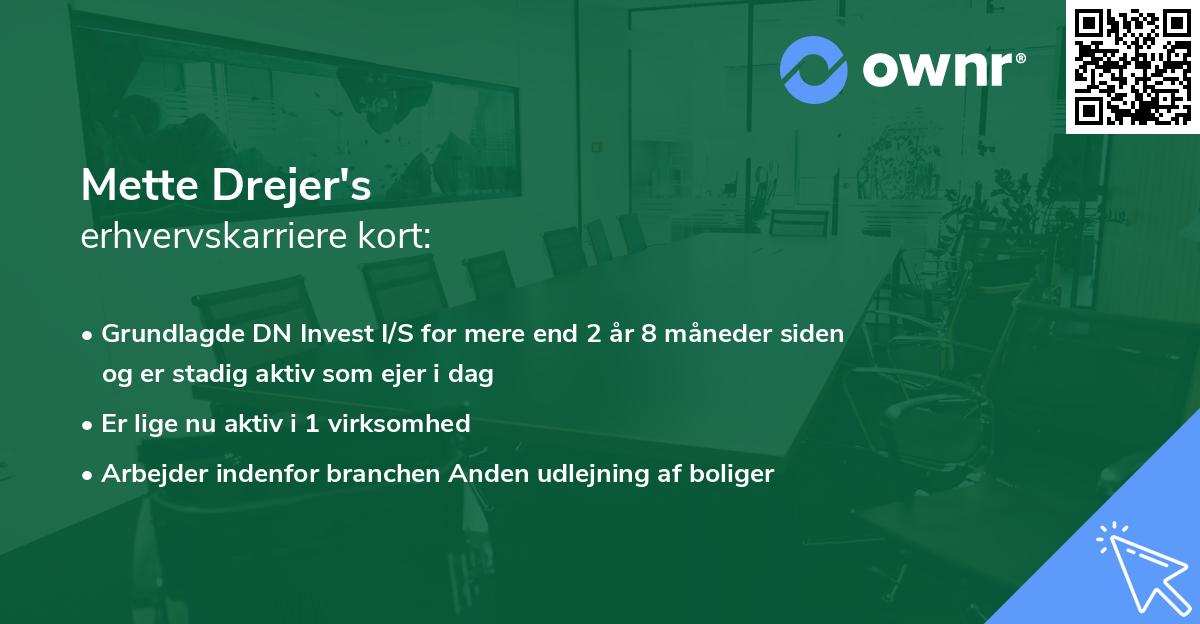 Mette Drejer's erhvervskarriere kort