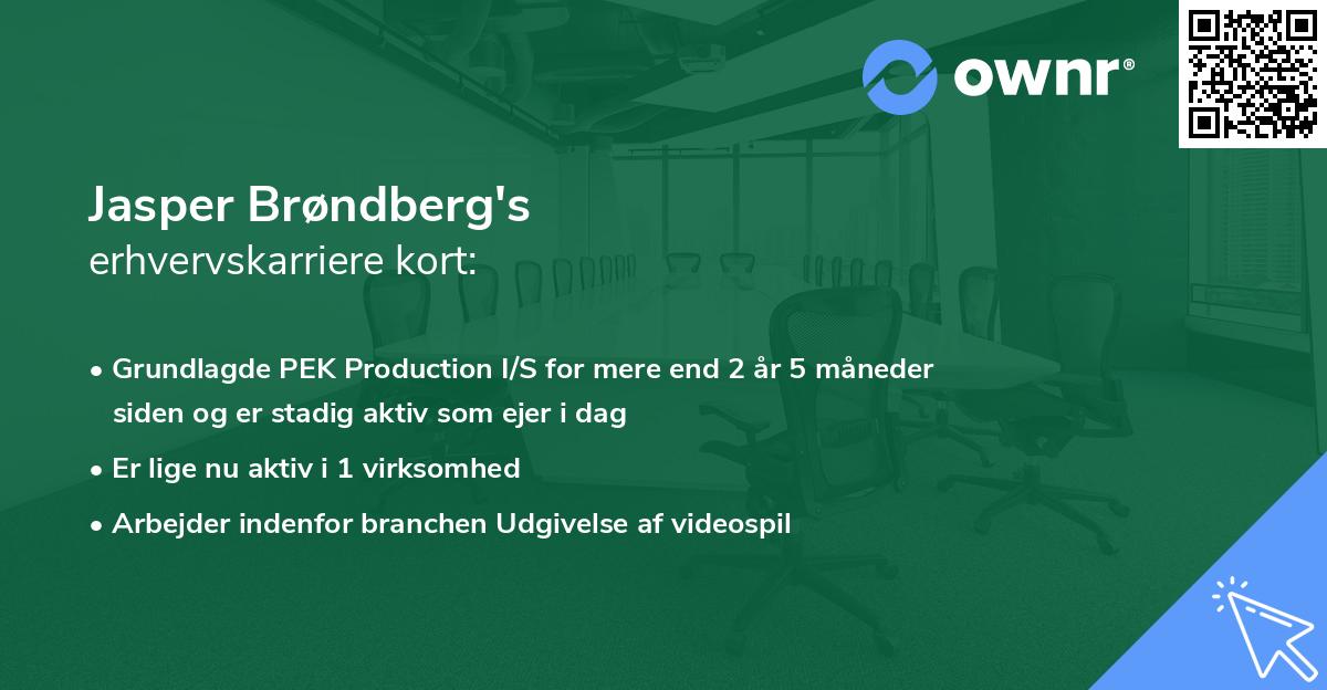 Jasper Brøndberg's erhvervskarriere kort