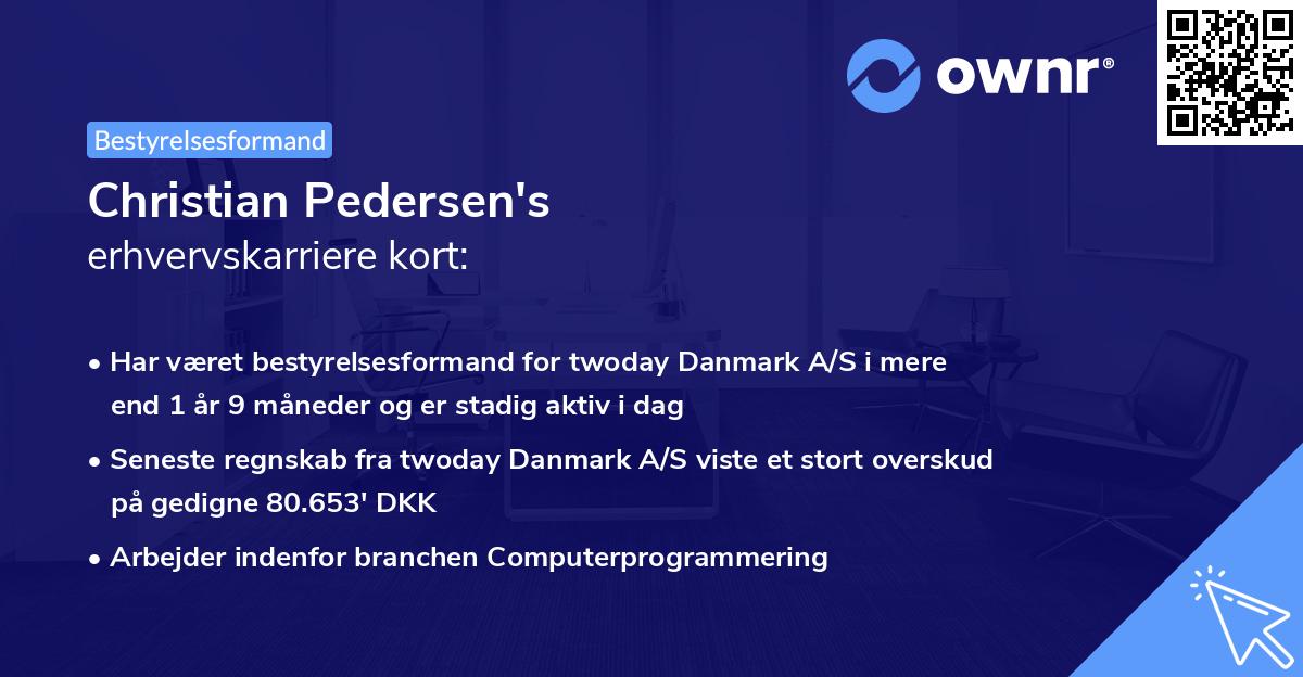 Christian Pedersen's erhvervskarriere kort