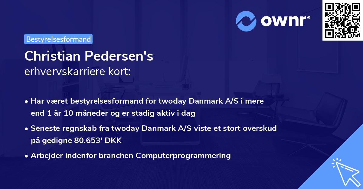 Christian Pedersen's erhvervskarriere kort