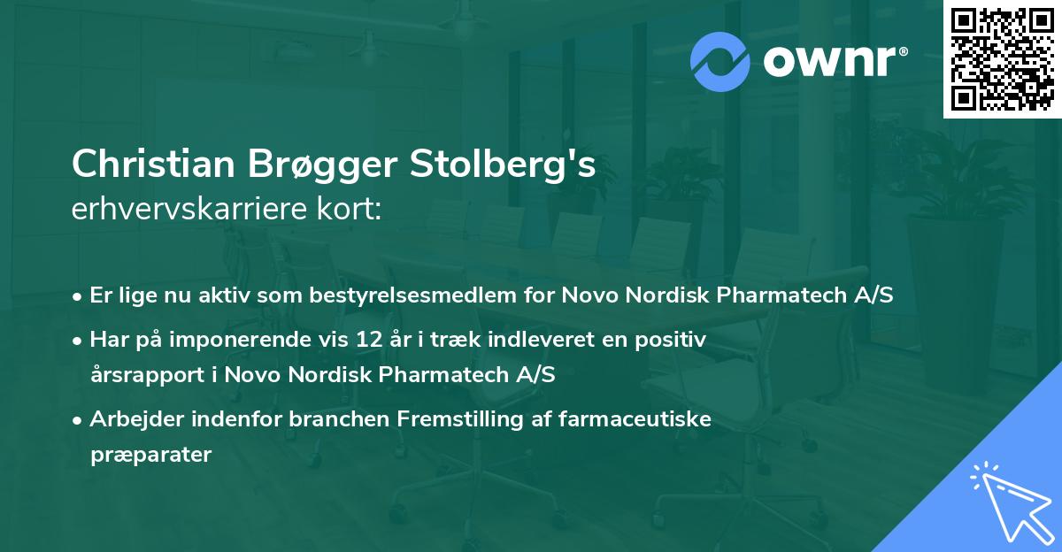 Christian Brøgger Stolberg's erhvervskarriere kort