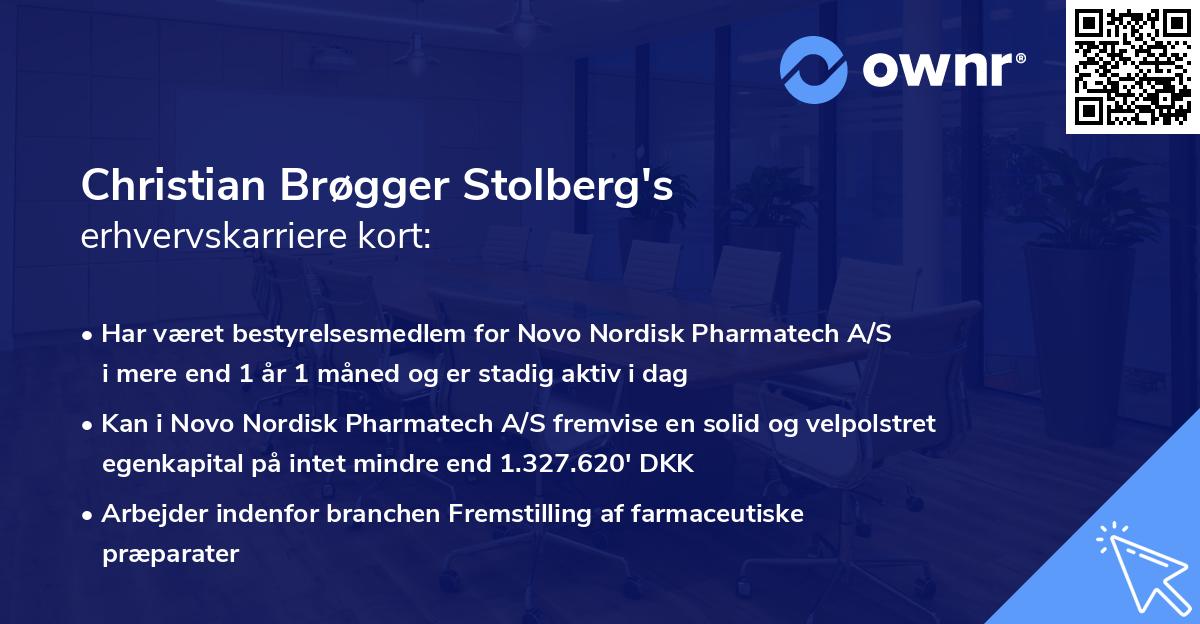 Christian Brøgger Stolberg's erhvervskarriere kort