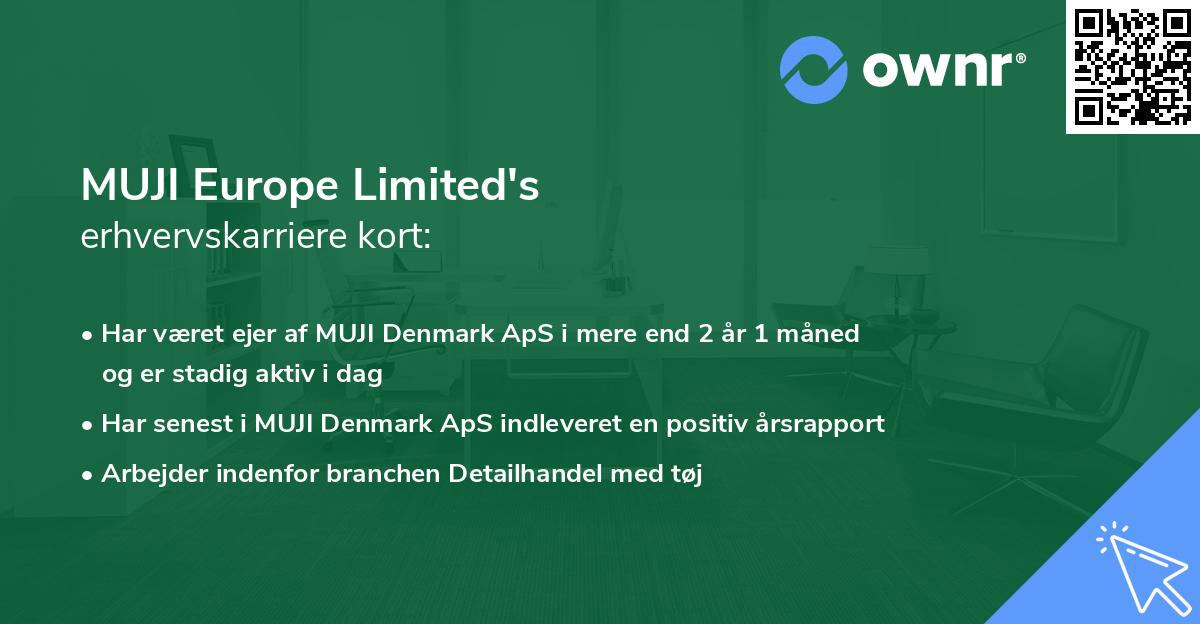 MUJI Europe Limited's erhvervskarriere kort